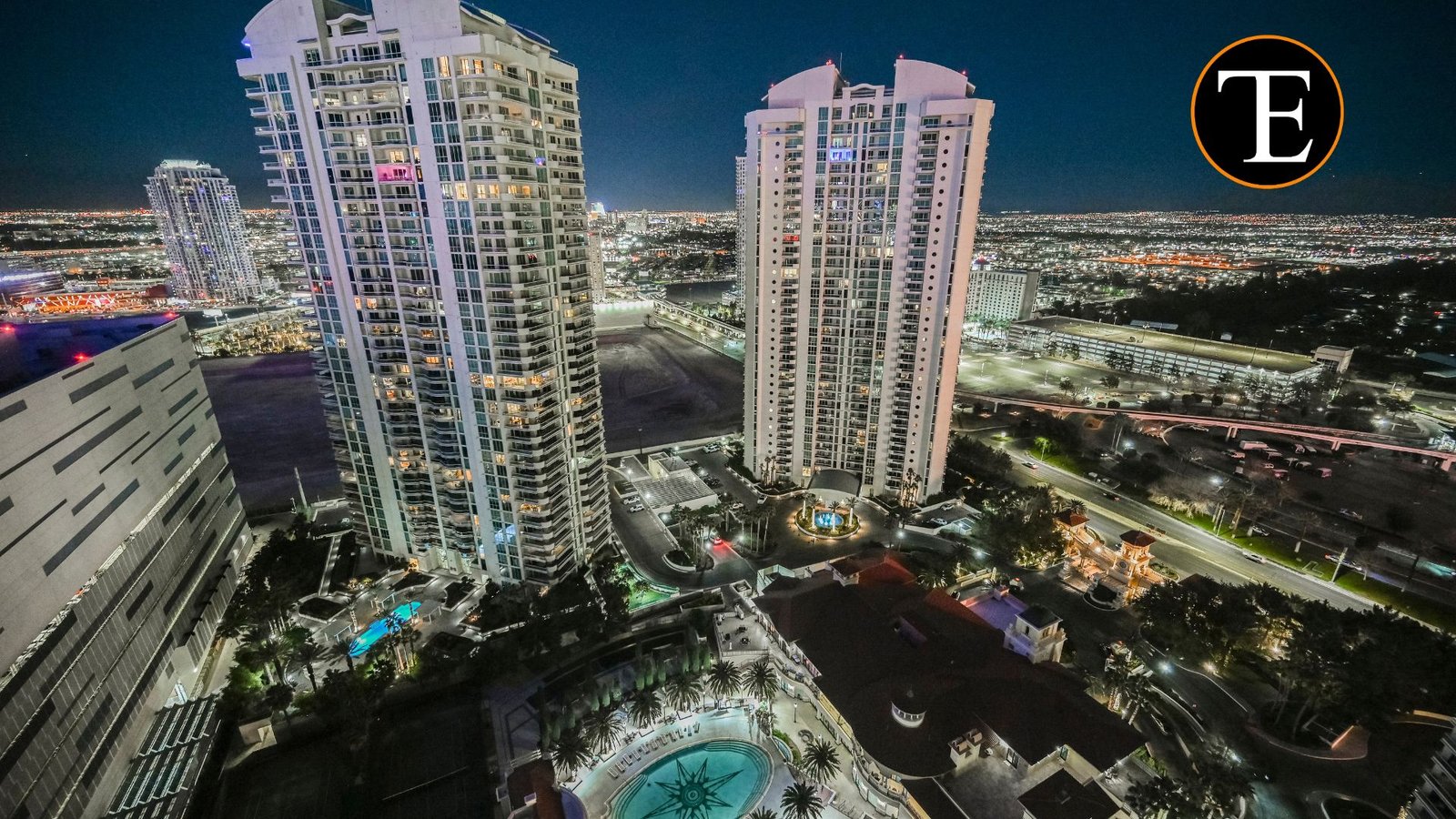 Aerial view of gated Las Vegas neighborhood community